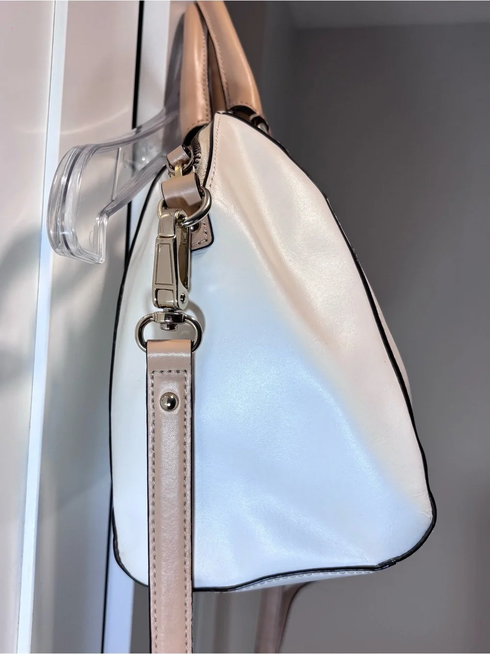 Kate Spade Parnell Street Pippa Bag Leather Satchel Crossbody White Tan Purse